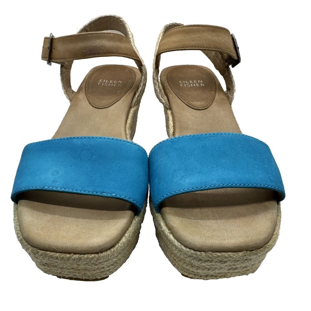 Eileen Fisher Women’s  Turquesa Tan Espadrille Platform Wedge Sandals Size 7 - Picture 5 of 11